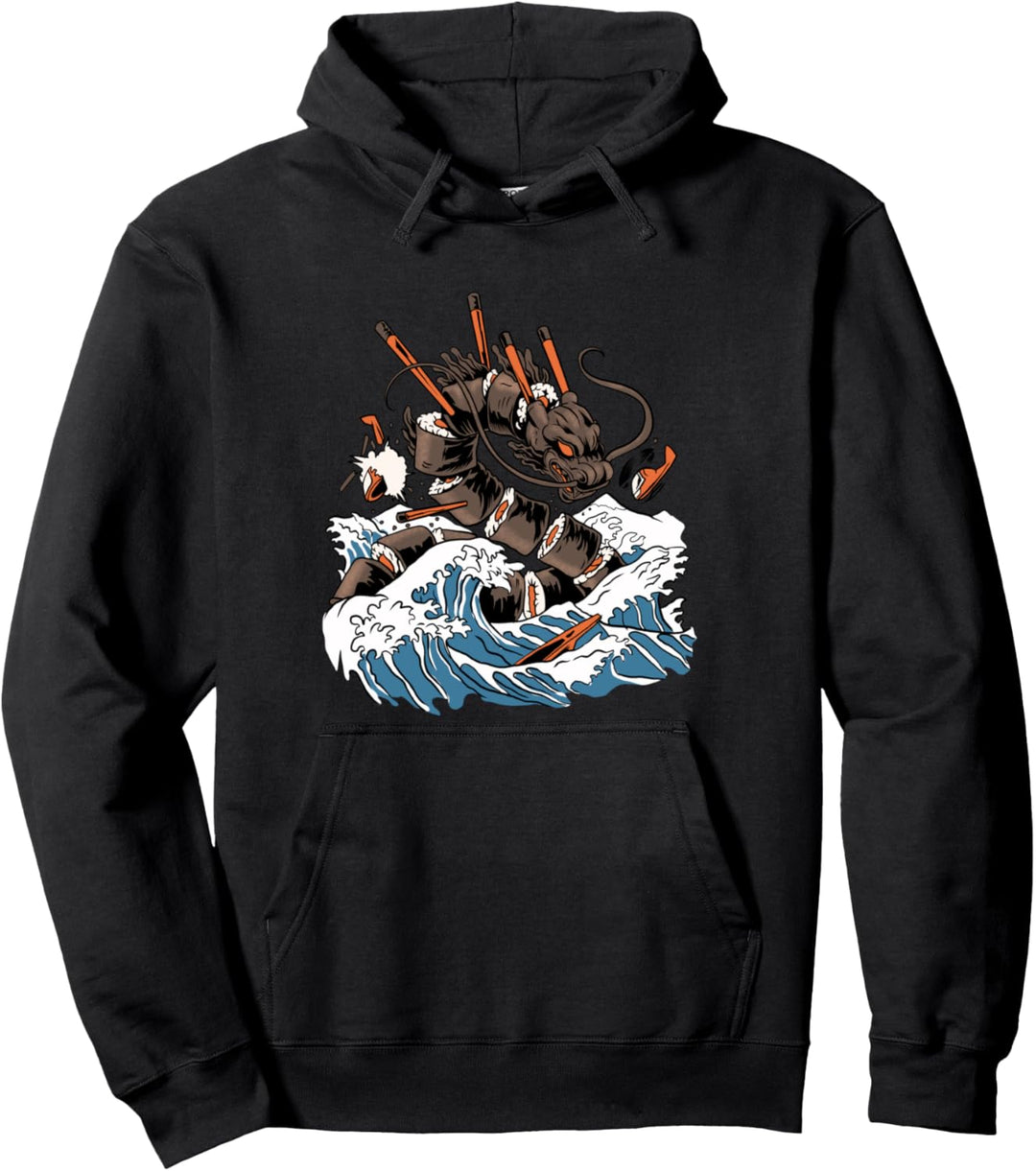 Sushi Drache Japanische Monster Fantasy Art Pullover Hoodie