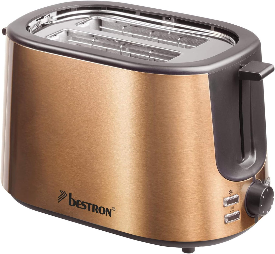 Bestron Toaster mit 2 Röstkammern, 1.000 W, Edelstahl in Kupfer-Optik & ASM90XLCO XL Sandwichmaker,