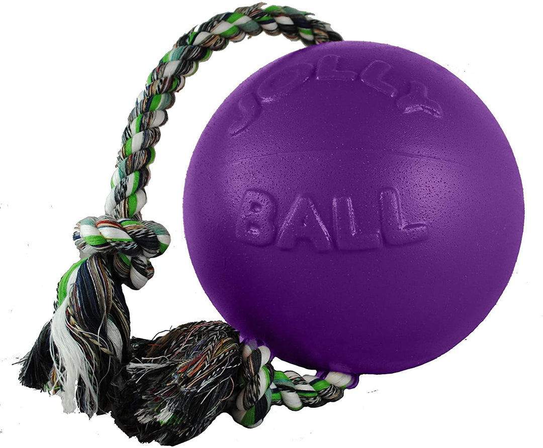 Jolly Pets (2 Pack) Romp-n-Roll 4.5 inch Purple | Rubber Ball with Rope for Dogs, One Size Purpur