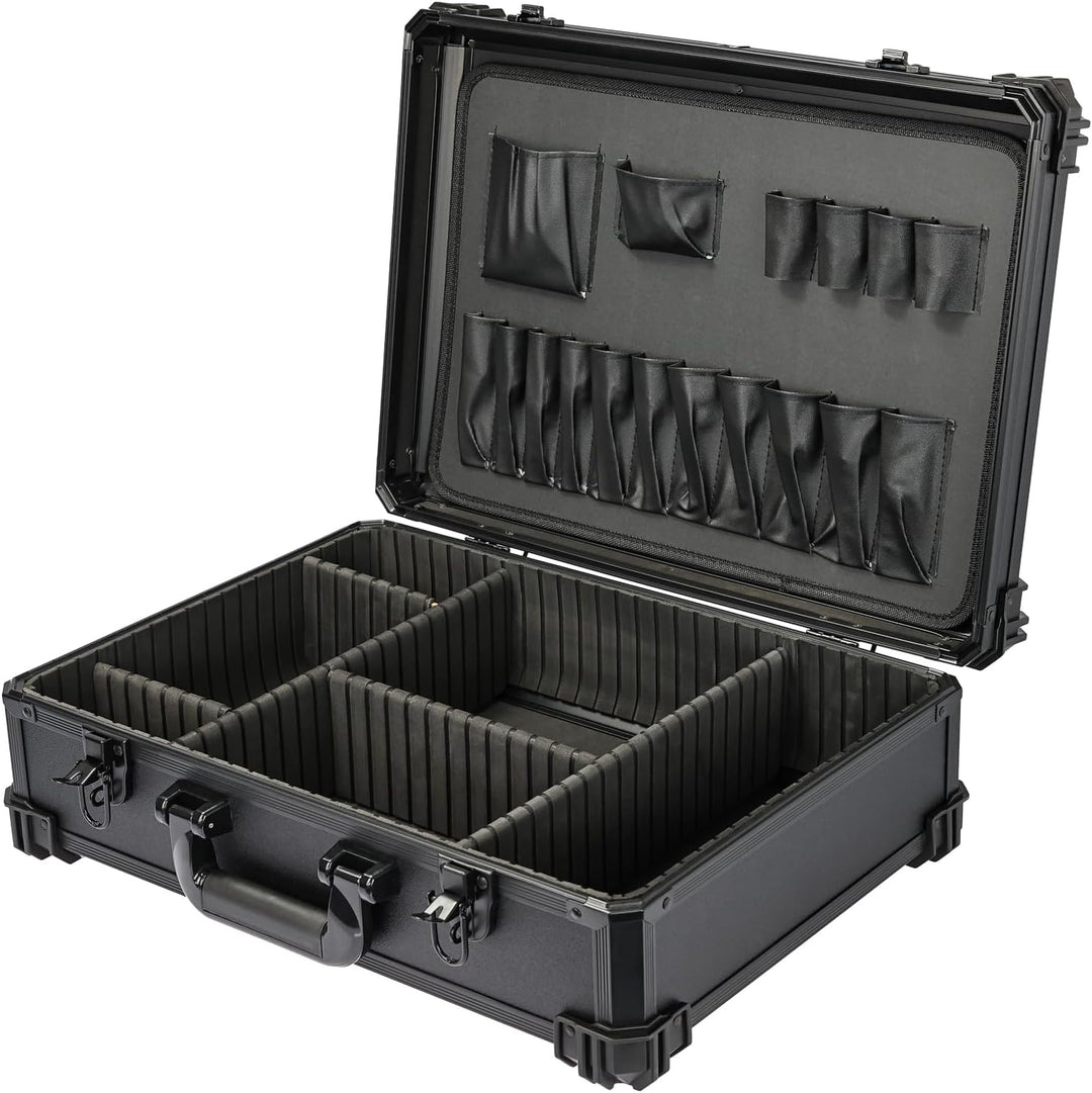 HMF Werkzeugkoffer leer, Werkzeugkasten gross mit Rasterschaumstoff | 46 x 33 x 15 cm, Mit Rastersch