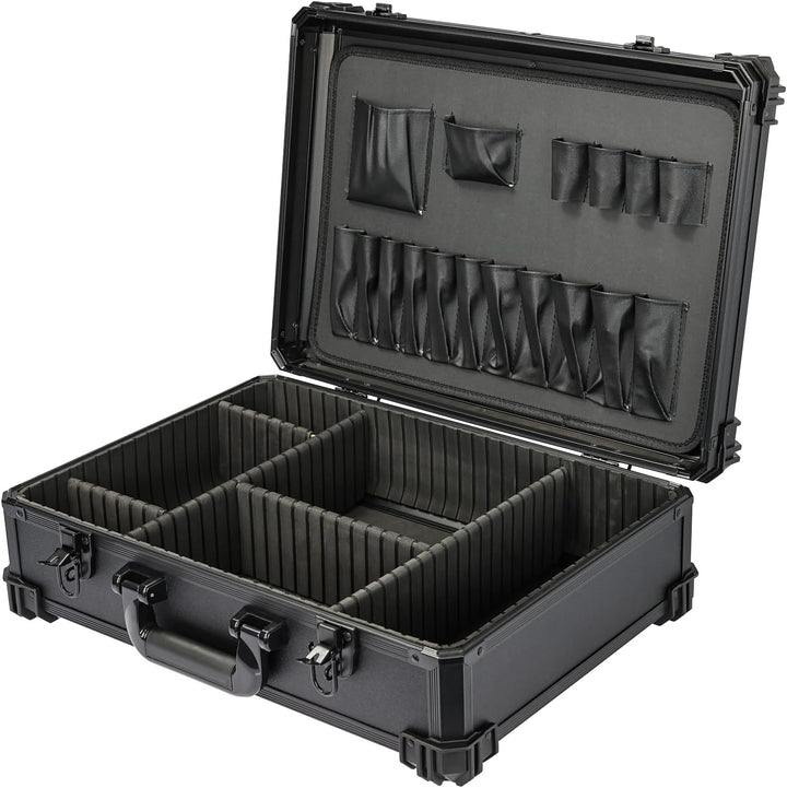HMF Werkzeugkoffer leer, Werkzeugkasten gross mit Rasterschaumstoff | 46 x 33 x 15 cm, Mit Rastersch