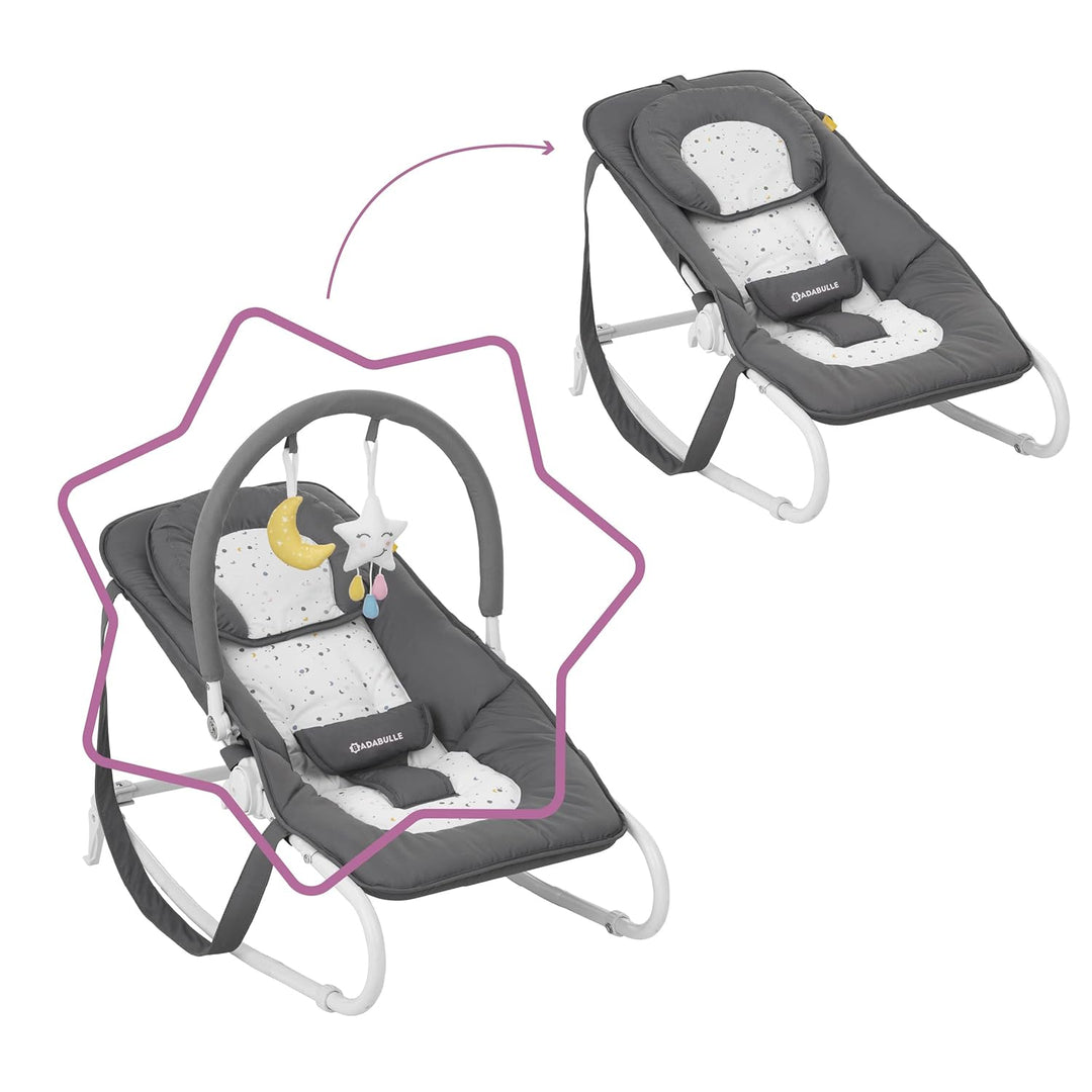 Badabulle Easy Moonlight Babywippe, mit integrierter Kopfstütze, 5-fach verstellbarer Rückenlehne, a