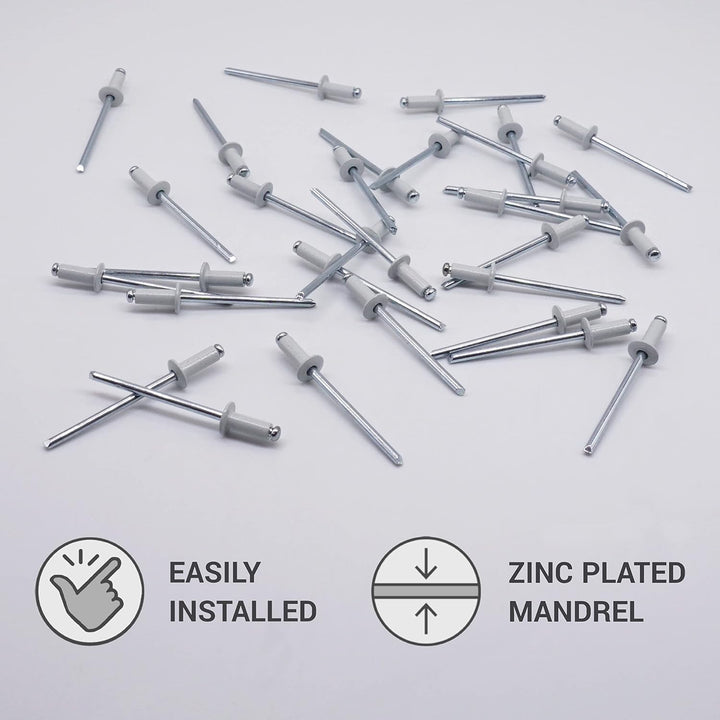 (1000 Stück) lackierte Blindnieten 3,2 x 8 mm, Kuppelkopf, DIN 7337, Aluminiumniete und Stahldorn, P