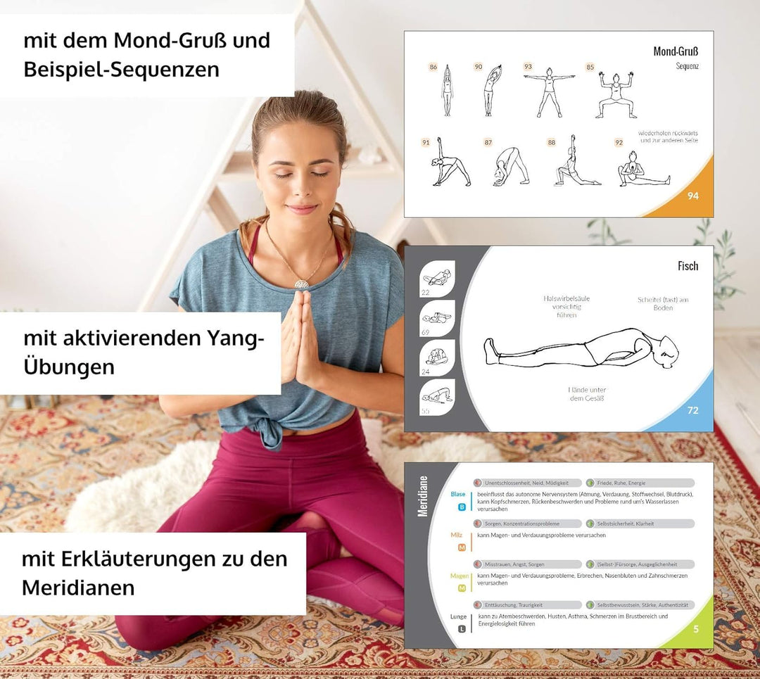 FIT BALANCED Yin Yoga Übungskarten, sanftes Yoga, für Anfänger und Fortgeschrittene, mit 70 Yogaübun