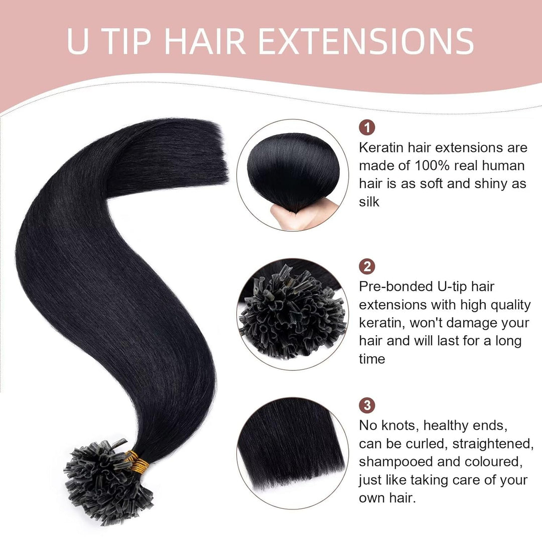 Silk-co Bonding Extensions Echthaar Haarteile Echthaar Keratin U-Tip Natürlich Weich Haarverlängerun