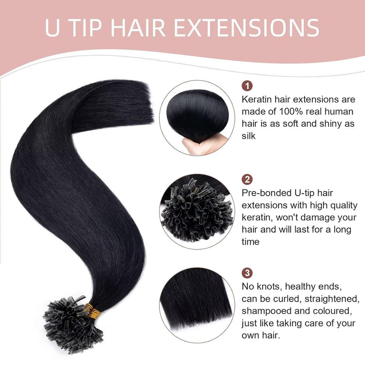 Silk-co Bonding Extensions Echthaar Haarteile Echthaar Keratin U-Tip Natürlich Weich Haarverlängerun