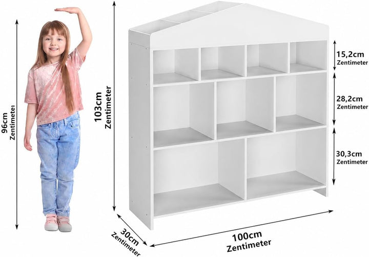 Zstar Bücherregal Kinder Aus PB, Kinderregal Mit 9 &amp; 15 Fächer, Vielseitige Aufbewahrung Für Kinderz