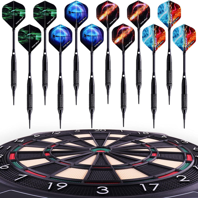 Elektronische Dartscheibe Profi Set mit 65 Varianten für 1 bis 8 Spieler mit 12 Darts + 12 Pro Fligh