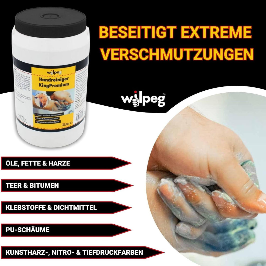 WILPEG Handreiniger 3 Liter - Seife, Waschpaste, Handwaschpaste für extreme Verschmutzungen wie Farb