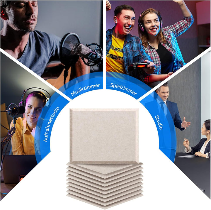 12 Stück Akustikplatten selbstklebend, Abdeckung 1.44㎡, 30*40*0.9cm, Schallschutz & Schalldämmung fü