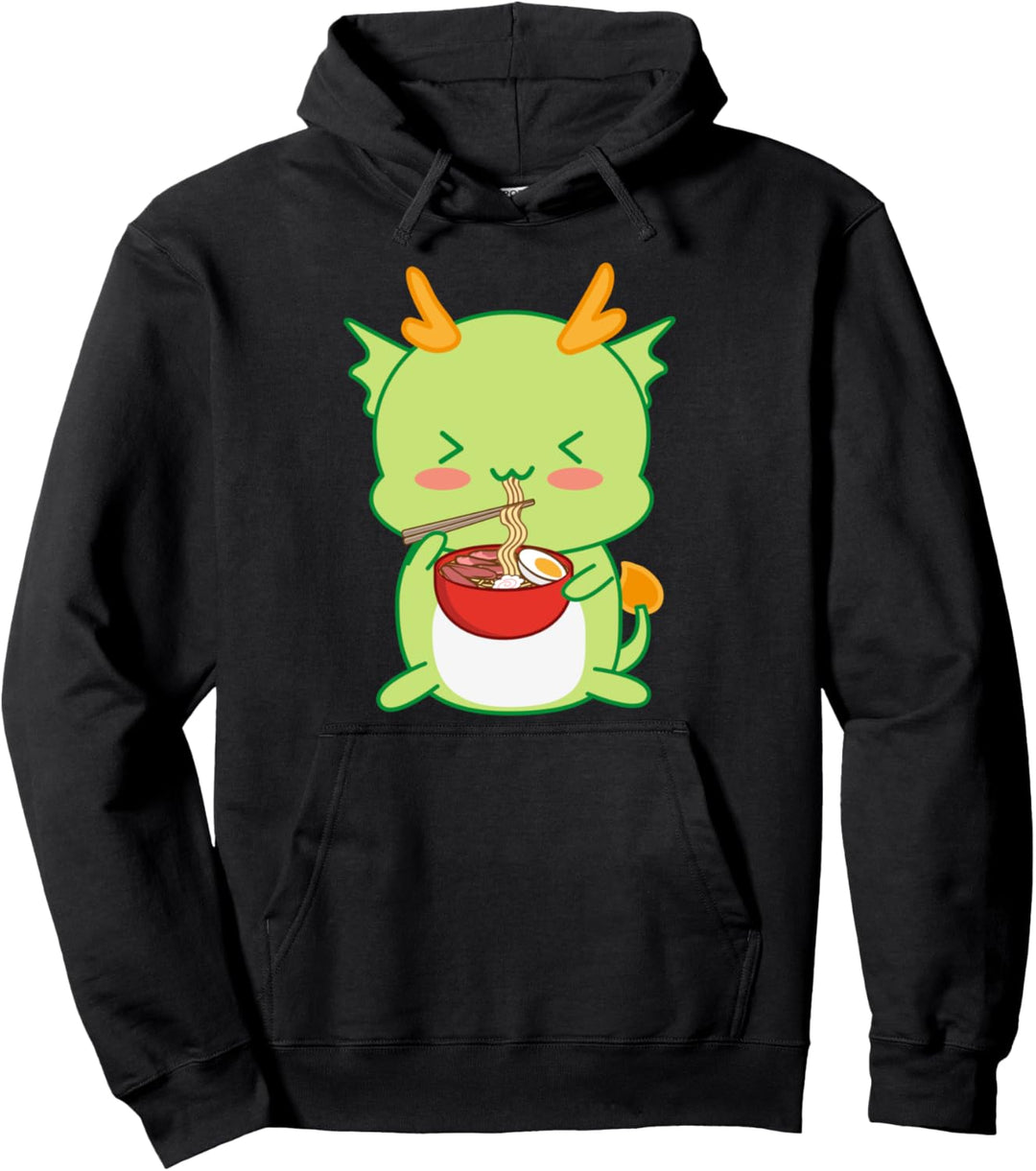 Kawaii Dragon, der Ramennudeln isst Pullover Hoodie