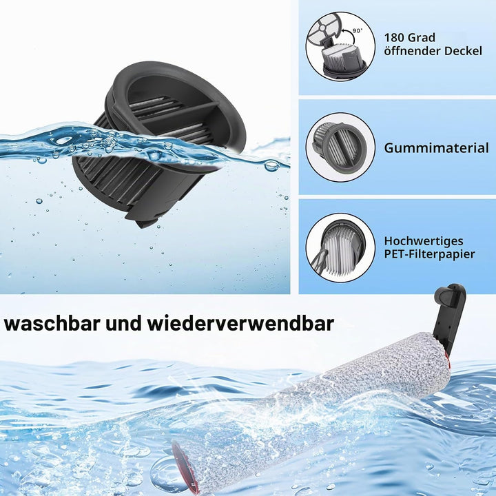 7 Stück Ersatzwalze Filter Set für Dreame H14 Pro H14 Dual H14 Nass- und Trockensauger H14 AE Ersatz