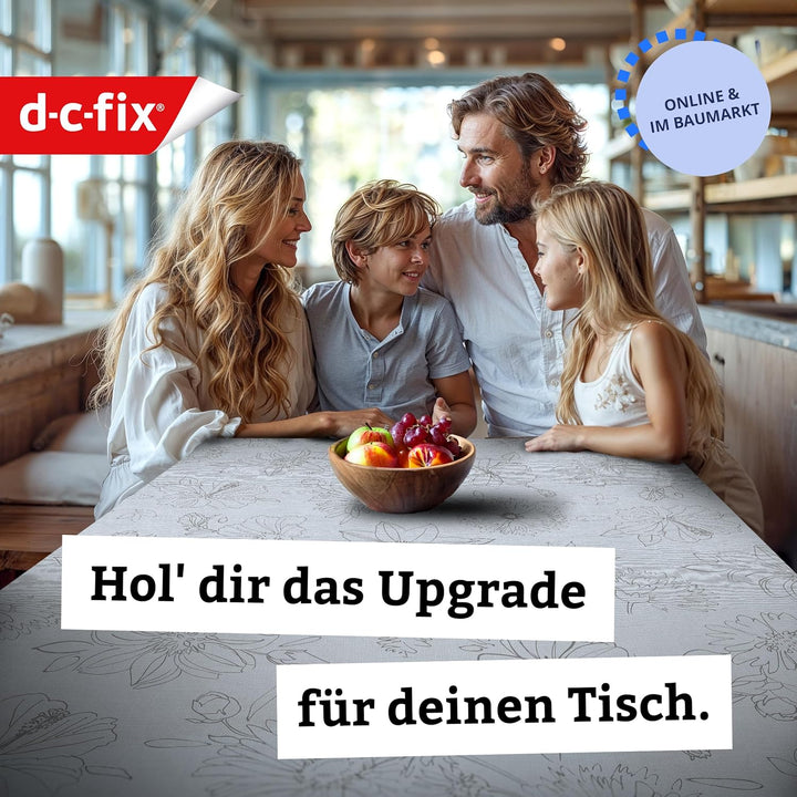d-c-fix Wachstuchtischdecke – Palmas grau (150 x 250 cm oval) – Tischunterlage für Küchen- und Essti