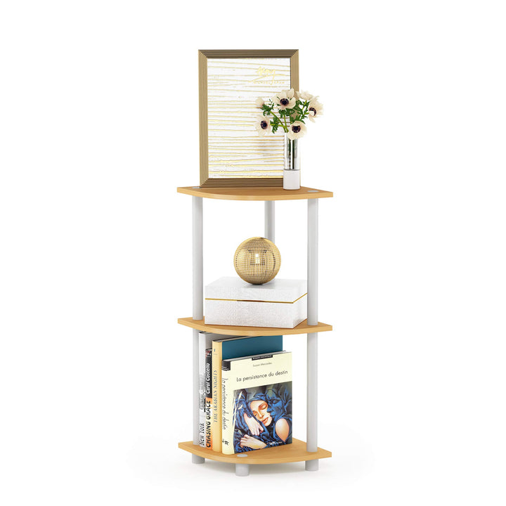 Furinno kompaktes Eck-Mehrzweck-Regal mit 3 Ebenen, Buche/Weiss, 29.46 x 29.46 x 75.18 cm Buche/Weis