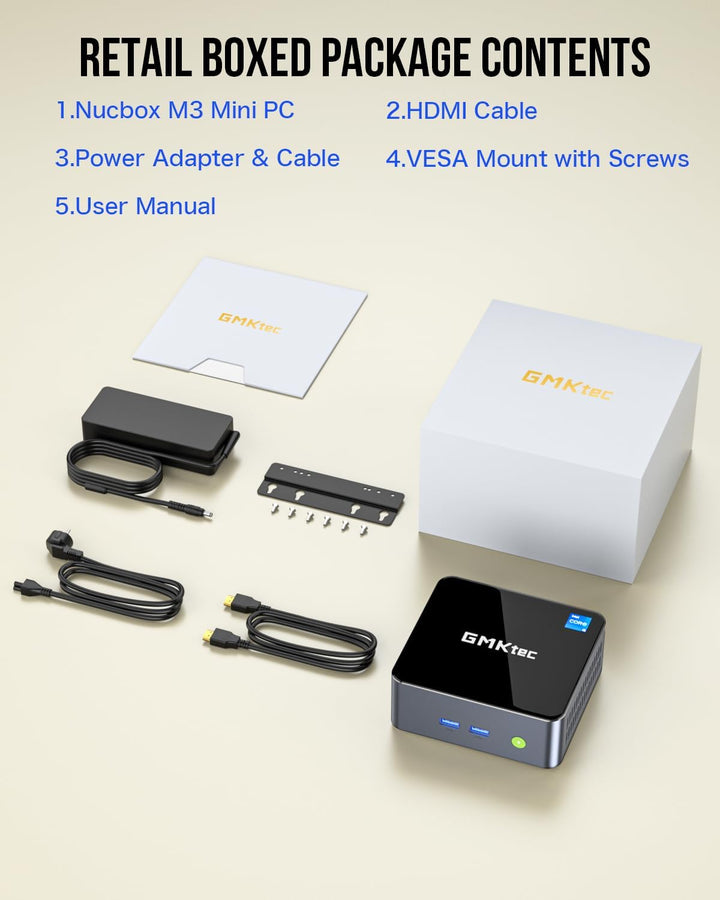GMKtec Mini-PC Intel i5-12450H (Turbo 4,4 GHz) 16 GB (8x2) DDR4 3200 MHz 1 TB M.2 PCIe3.0 NVMe SSD M