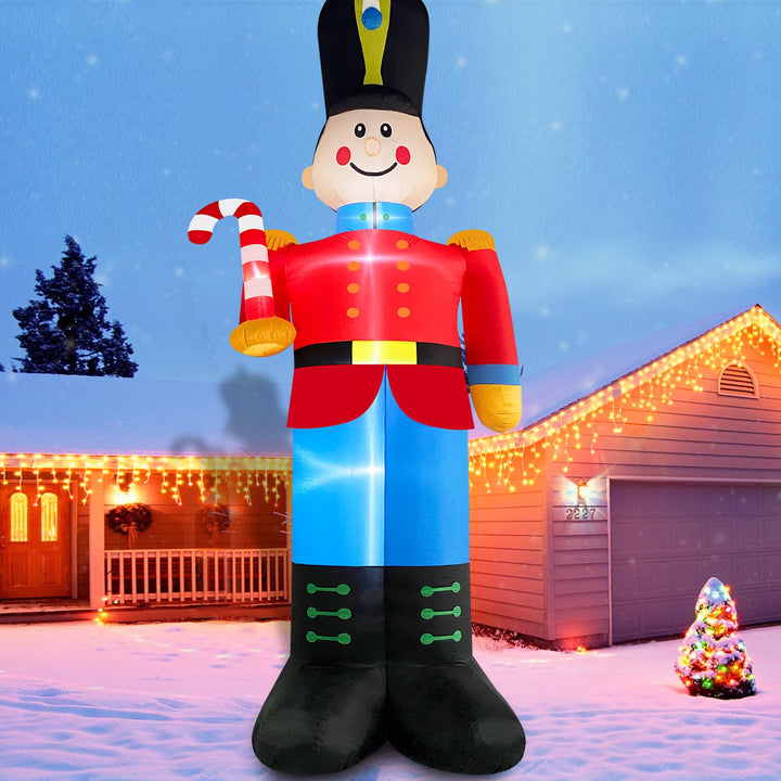 Danxilu 3,6m Aufblasbarer Nussknacker Soldat mit Zuckerstange Weihnachts Dekoration für Draussen Ein