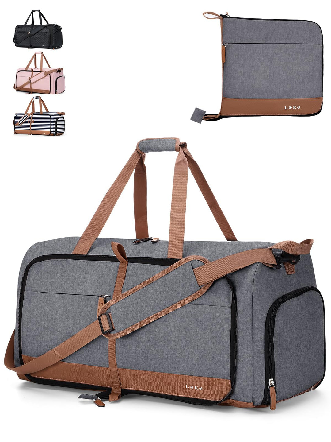 Reisetasche Damen Grosse 80L mit Schuhfach, Lekesky Faltbare Reisetasche Kliniktasche Weekender Dame