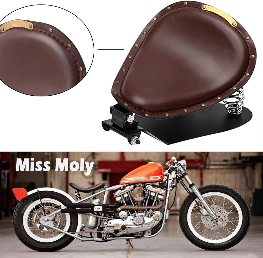 Motorrad Leder Solo Sitz, Motorrad Sitz Mit Frühling Grundplatte für Bobber Sportster XL1200 883 48