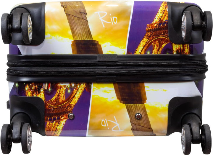 Hartschalen Koffer Trolley mit hochwertigem Motiv Print Five Cities mit Dehnfalte, Grösse XL
