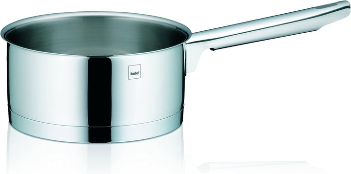 Kela 10964 Stielkasserolle, 1,5 l Fassungsvermögen, 16 cm Durchmesser, 18/10 Edelstahl mit Glanzopti