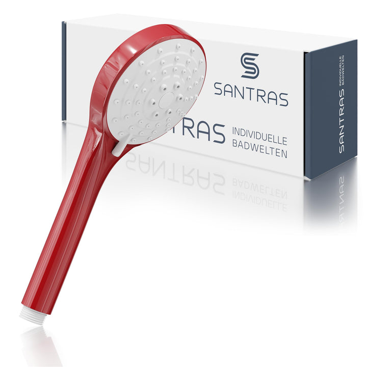 SANTRAS® Handbrause mit dreifach verstellbaren Duschkopf in Rot Rot Dreifach verstellbar, Rot Dreifa
