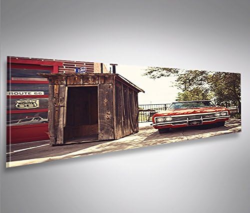islandburner Bild Bilder auf Leinwand Route 66 Chevy Panorama XXL Poster Leinwandbild Wandbild Dekoa