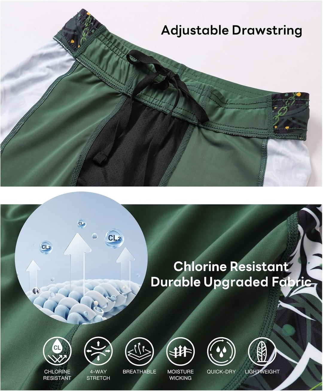HUGE SPORTS Herren Splice Schwimmhose Kompression Jammer Lang Wilde Serie S Bär Grün, S Bär Grün
