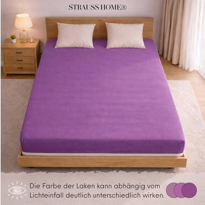 Strauss Home ® Jersey Spannbettlaken Spannbetttuch Bettlaken 100% Baumwolle 180x200-200x200 cm (Pfla