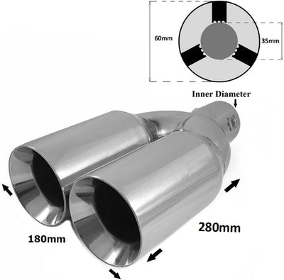 Doppel Dual Auspuffblende Endrohr Endstuck Auspuff Blende Schalldampf Sportauspuff Universell Schall
