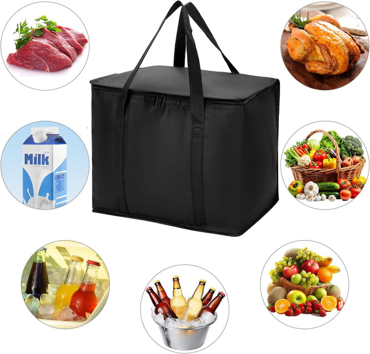 QWORK® 2 Stück Grosse Kühltasche, Kühltasche Faltbar, 41X26X33CM Wiederverwendbare Isolierbeutel, fü
