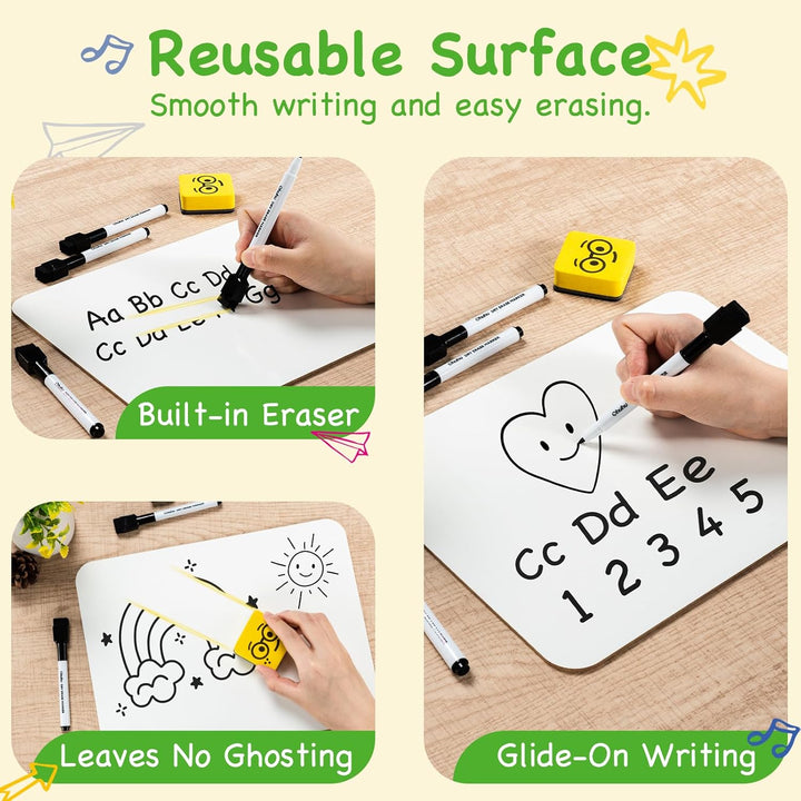 30 Stück Whiteboard Klein A4, Ohuhu 22 x 30 cm Mini Whiteboard Doppelseitiges Blanko mit 30 Stifte u