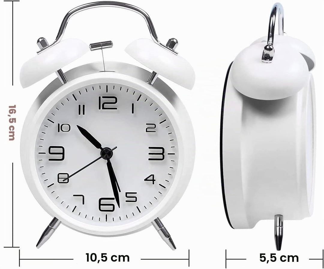 Lauter Wecker für Schwerschläfer mit Ohne Ticken, Doppelglockewecker, Batteriebetrieben, Metallwecke