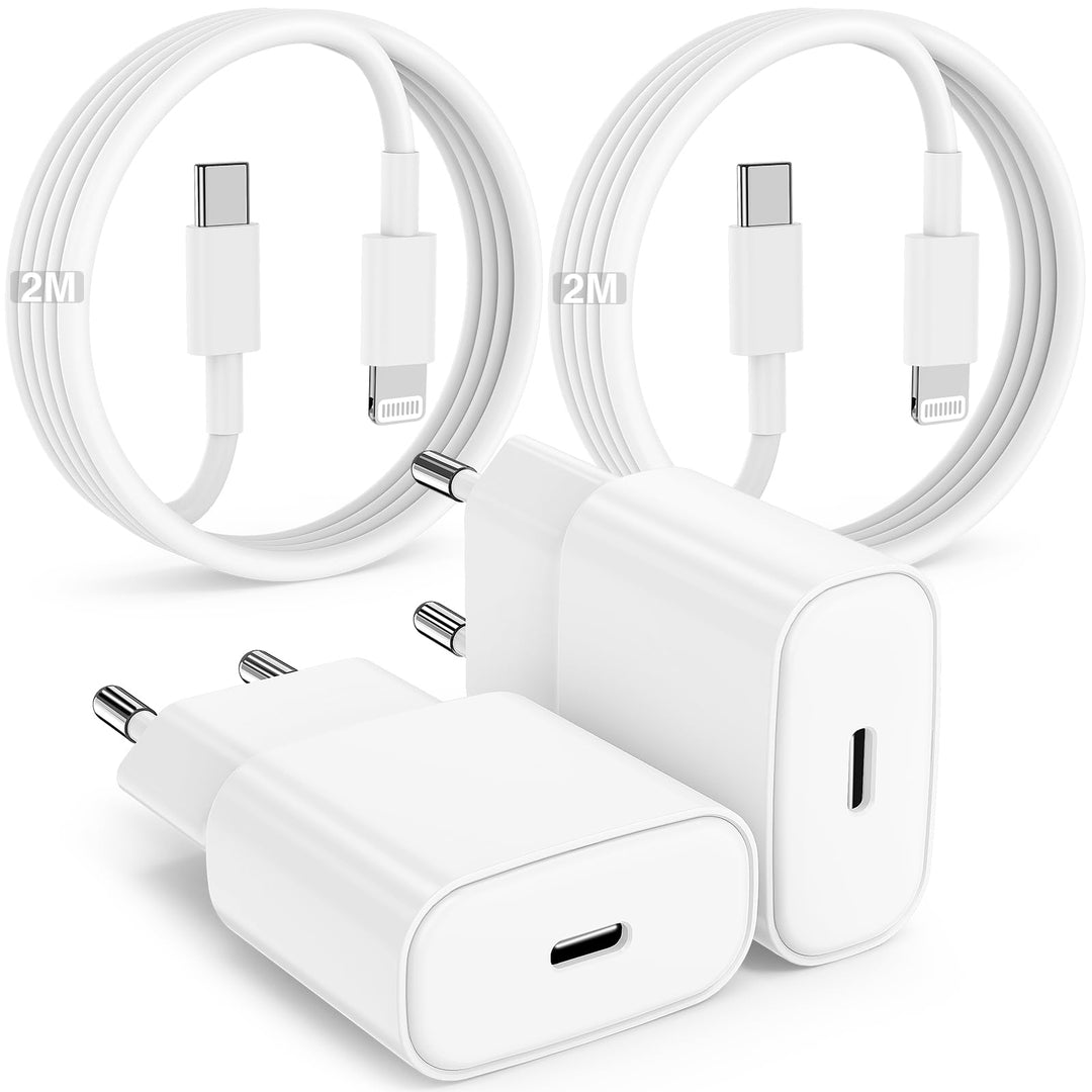 20W Ladegerät USB C für iPhone 14 13 12 11 SE Pro/Pro Max/Plus, Schnellladegerät& 2+2M Ladekabel Sch