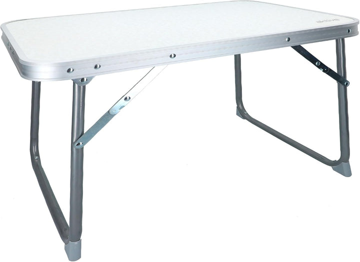 AKTIVE Klappbarer Strandtisch, Niedriger Strandtisch, 60x40x40cm, weiss, Metallgestell, Holzplatte,