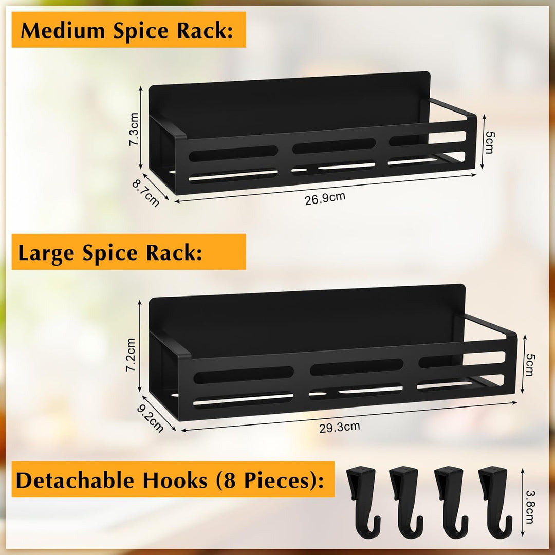 2 Stück Gewürzregale, Kühlschrank Regal Magnetisch mit 8 Haken Magnetregal Magnetic Spice Rack Kühls