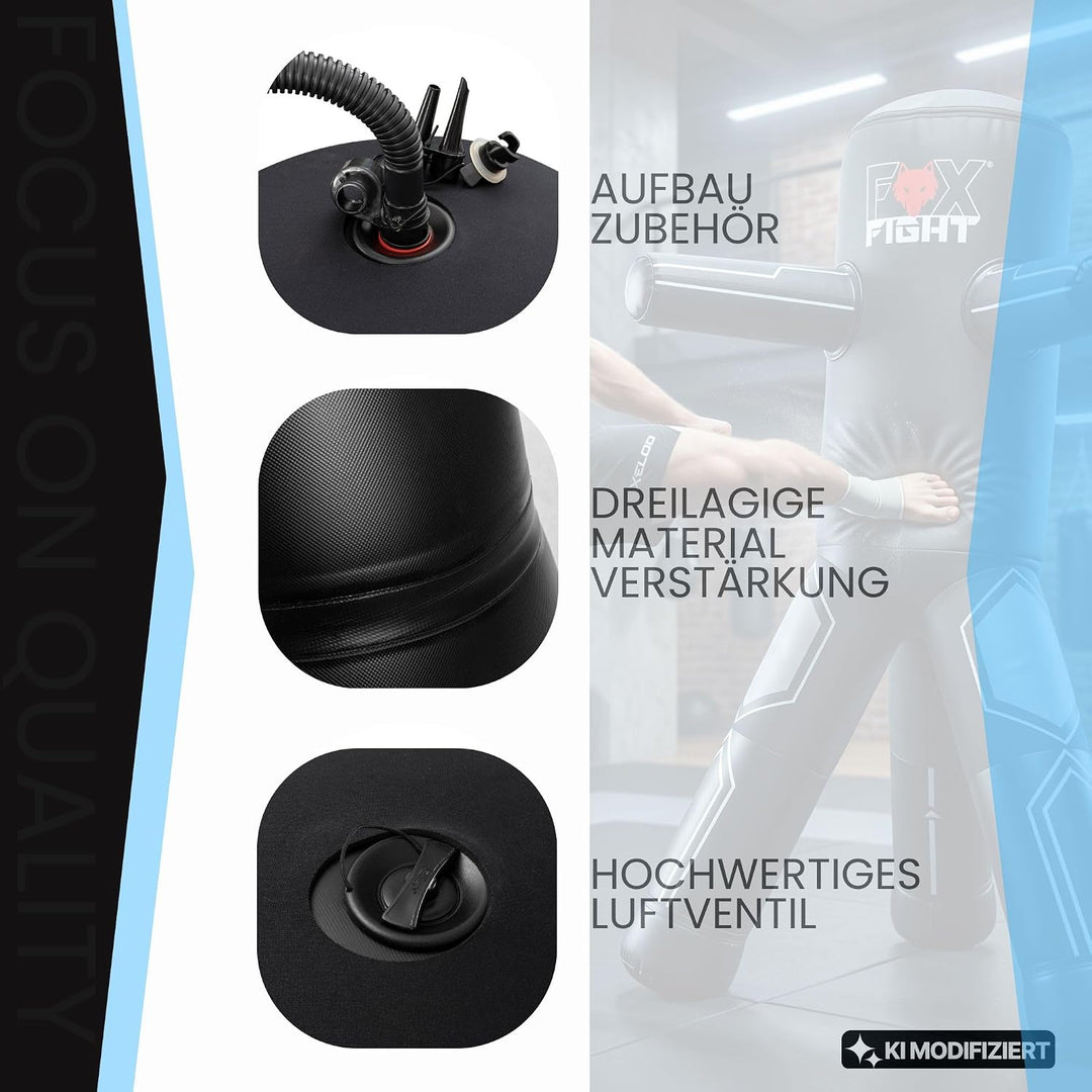 FOX-FIGHT Dreibein Standboxsack Trainer mit Armen Box-Dummy Boxpuppe | innovativer Boxdummy / Standb