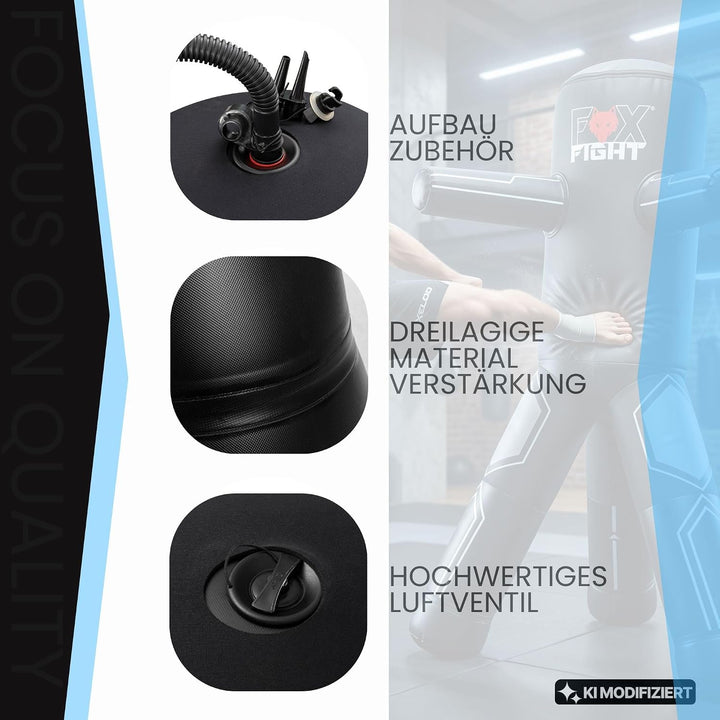 FOX-FIGHT Dreibein Standboxsack Trainer mit Armen Box-Dummy Boxpuppe | innovativer Boxdummy / Standb