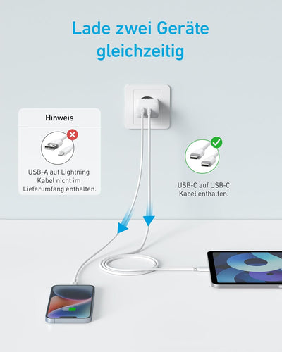 Anker 20W USB C Ladegerät, iPad Netzteil, USB-Schnellladenetzteil, iPad Ladegerät, Kompatibel mit iP