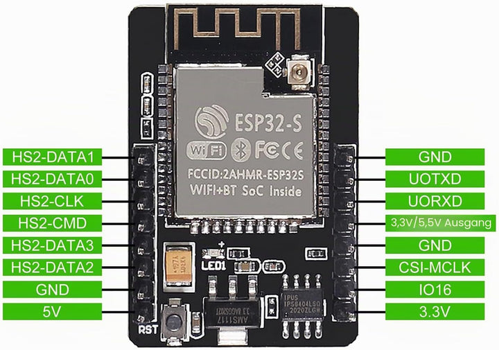 2Pcs ESP32 Cam WiFi Bluetooth Development Board mit OV2640 Kameramodul + Micro USB zu seriellem Port