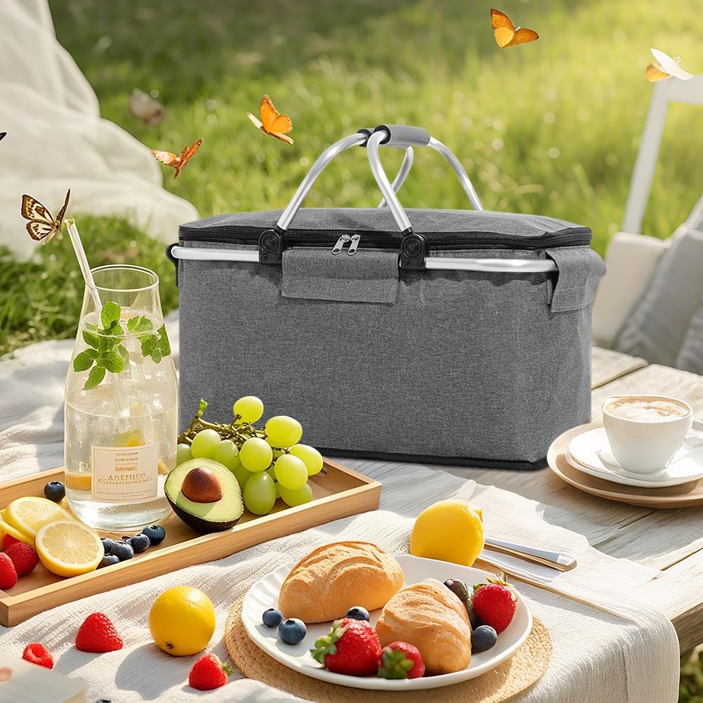 Einkaufskorb Kühltasche Gross Isolierkorb KüHlkorb KüHltasche Picknickkorb Picknicktasche mit Zwei G