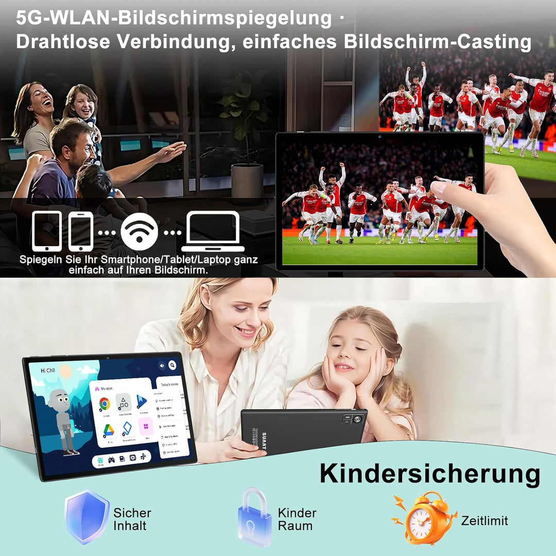2026 Neuestes Android 15 Tablet 【30 GB RAM + 128 GB ROM+2TB】【Gemini AI】 10.1 Zoll, Widevine L1, Octa
