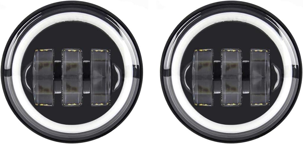 SKUNTUGUANG 1 Paar 4,5-Zoll-LED-Nebelscheinwerfer mit Angel Eyes für (Schwarz)