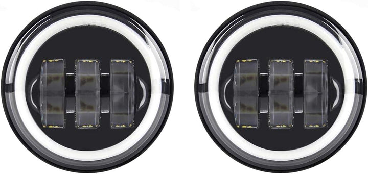 SKUNTUGUANG 1 Paar 4,5-Zoll-LED-Nebelscheinwerfer mit Angel Eyes für (Schwarz)