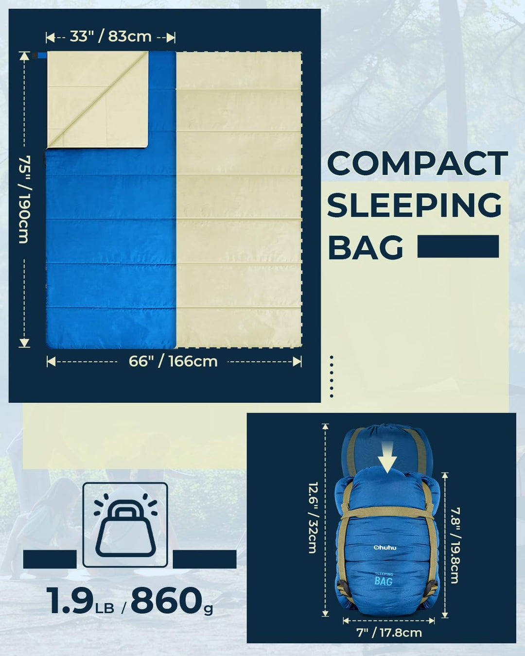 Schlafsack - Ohuhu Kleines Packmass &amp; Ultraleicht (860g) Sommer Schlafsack Deckenschlafsack Indoor O