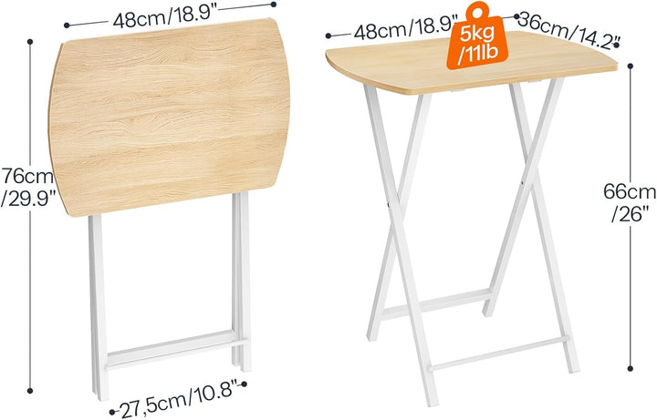 HOOBRO Beistelltisch Klappbar, Kleiner Sofatisch, Tablett Tisch, Kaffeetisch TV Tray im Industriesti