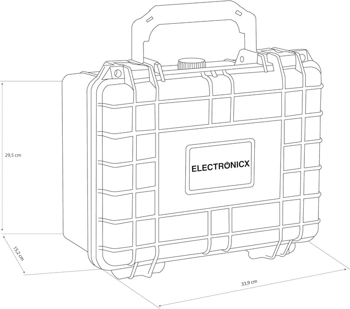 Electronicx Outdoor-Fotokoffer | Wasserdichter Transportkoffer mit Rasterschaumstoff | Stossfest, St