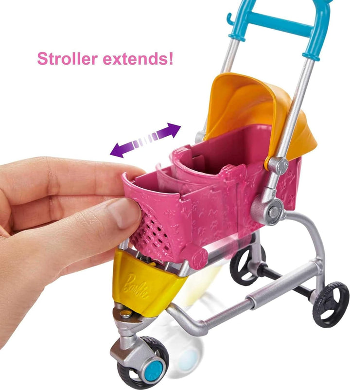 Barbie GHV92 - Hundebuggy Spielset mit Blonder Puppe (ca. 30 cm), 2 Hündchen, einem Buggy für die Hü
