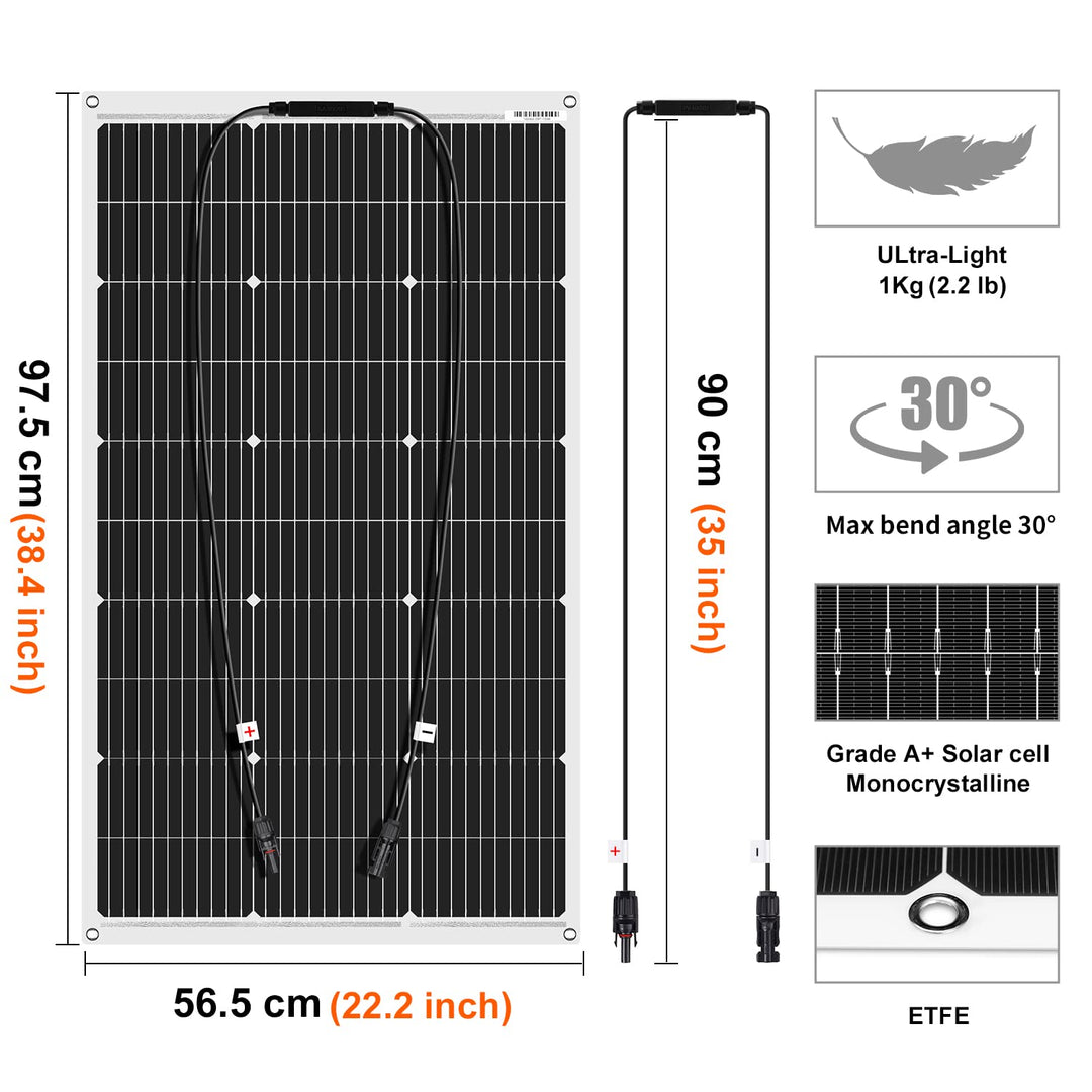 DOKIO 400W Solarpanel Flexibel 4 * 100W Monokristalline Solarmodule ideal für Wohnmobil, Camping, Ga