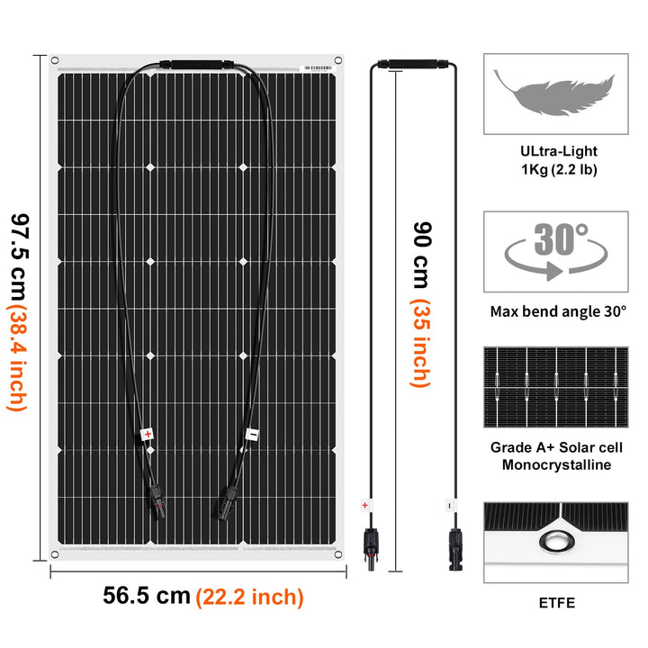 DOKIO 400W Solarpanel Flexibel 4 * 100W Monokristalline Solarmodule ideal für Wohnmobil, Camping, Ga