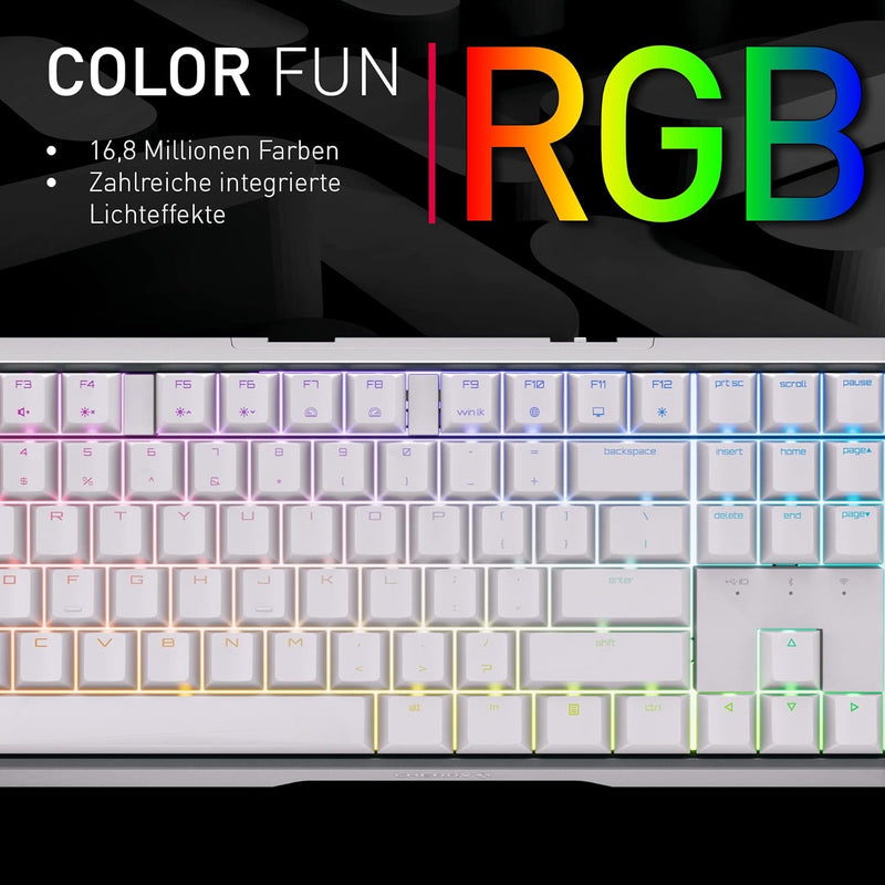 CHERRY MX 3.0S Wireless, kabellose mechanische Gaming-Tastatur mit RGB-Beleuchtung, Deutsches Layout